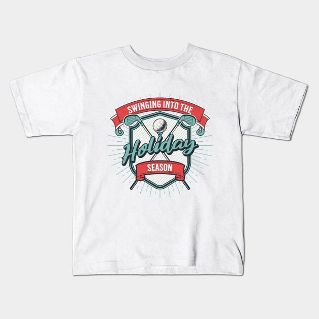 Christmas Golfer Kids T-Shirt by OneHappyDay